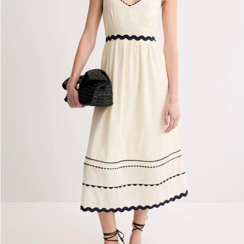 The-great Women's Cream and White Dress